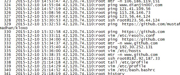 Ʒ ECS Linux  history ʾʱ䡢û͵¼ IP