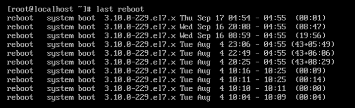  last reboot 